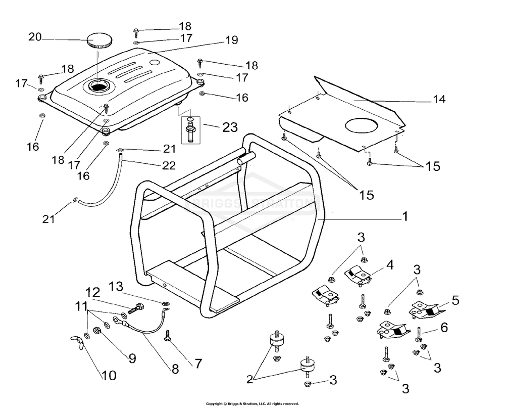 Cradle Promax 4500/6000 Diagram and Parts List for  Briggs and Stratton Generator